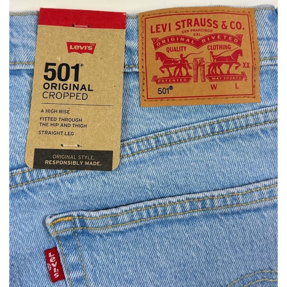 Levis 501 Original Cropped High Rise Straight Leg Womens 31x26 Button Fly Jeans - Picture 11 of 12